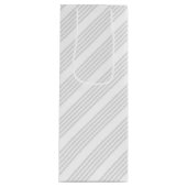 Licht grijs en wit vijf strepen patroon wijn cadeautas (Voorkant)