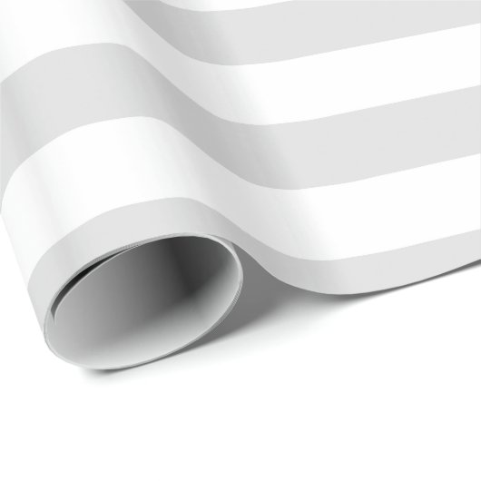 Licht grijs en wit XL Stripe patroon Cadeaupapier (Rol Hoek)