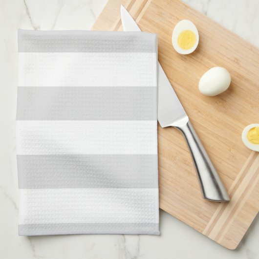 Licht grijs en wit XL Stripe patroon Theedoek (Quarter Fold)