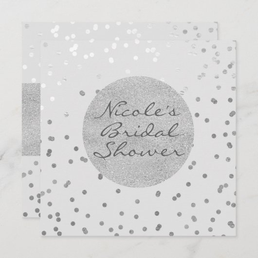 Licht grijs en Zilver glanzende Confetti Stippen M Kaart (Voorkant / Achterkant)