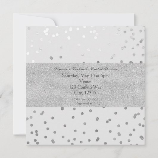 Licht grijs en Zilver glanzende Confetti Stippen M Kaart (Achterkant)