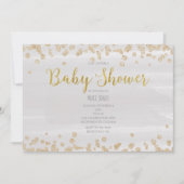 Licht Grijs & Goud Sprinkle Baby Douche Uitnodigin Kaart (Voorkant)