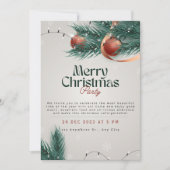 Licht Grijs & Groen Kerstmis Partij Uitnodiging (Voorkant)