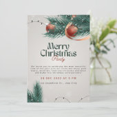Licht Grijs & Groen Kerstmis Partij Uitnodiging (Staand voorkant)