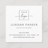 Licht grijs hout, aangepast logo vierkante visitekaartje (Achterkant)