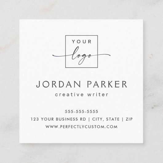 Licht grijs hout, aangepast logo vierkante visitekaartje (Achterkant)