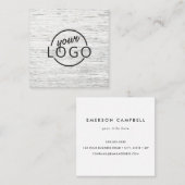 Licht grijs hout, aangepast logo vierkante visitekaartje (Voorkant / Achterkant)