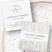 Licht grijs hout, aangepast logo vierkante visitekaartje