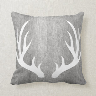 Licht grijs hout Witte Deer Antlers Kussen