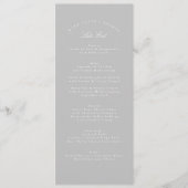Licht Grijs Klassieke Kalligrafie Formele Bruiloft Menu (Voorkant)