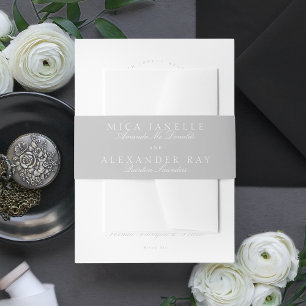 Licht Grijs Klassieke Kalligrafie Formele Bruiloft Uitnodigingen Wikkel