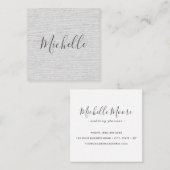 Licht grijs linnenfeministisch minimalistisch vierkante visitekaartje (Voorkant / Achterkant)