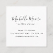 Licht grijs linnenfeministisch minimalistisch vierkante visitekaartje (Achterkant)