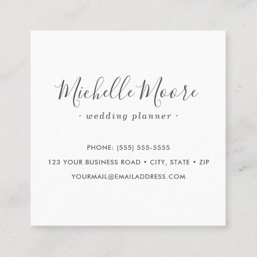 Licht grijs linnenfeministisch minimalistisch vierkante visitekaartje (Achterkant)