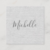 Licht grijs linnenfeministisch minimalistisch vierkante visitekaartje (Voorkant)