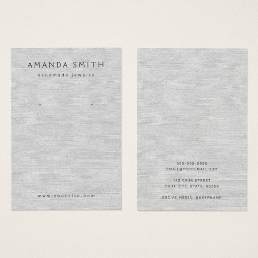 Licht grijs linnenopaarbeeldscherm visitekaartje (Voorkant /achterkant)