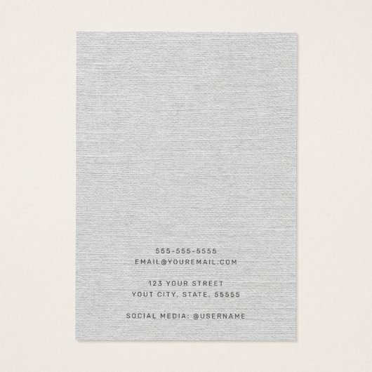 Licht grijs linnenopaarbeeldscherm visitekaartje (Achterkant)