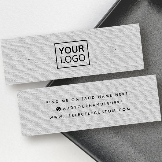 Licht grijs logo oplegkaart mini visitekaartjes
