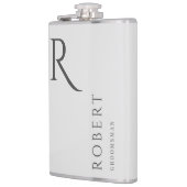 Licht Grijs Mannelijk Monogram Groomsmen Gift Heupfles (Links)