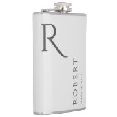 Licht Grijs Mannelijk Monogram Groomsmen Gift Heupfles (Rechts)