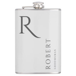 Licht Grijs Mannelijk Monogram Groomsmen Gift Heupfles