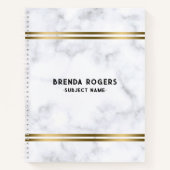 Licht grijs marmertextuur Gold Stripes Accent Notitieboek (Voorkant)