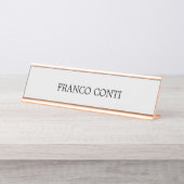 Licht grijs minimalistisch platte moderne bureau naambordje (Voorkant)