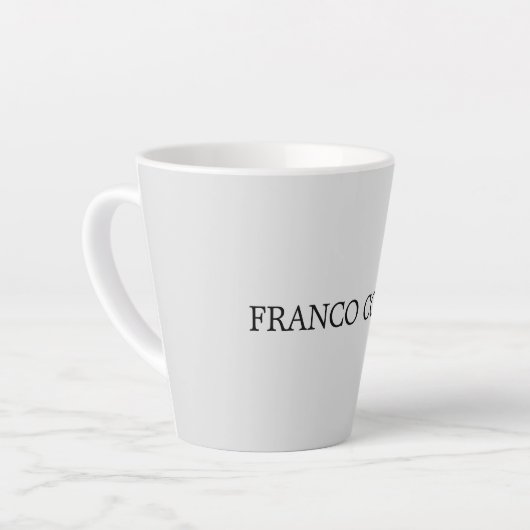 Licht grijs minimalistisch platte moderne latte mok (Linkerhoek)