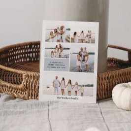 Licht GRIJS Modern Neutraal 5 Foto Elegant Feestdagenkaart