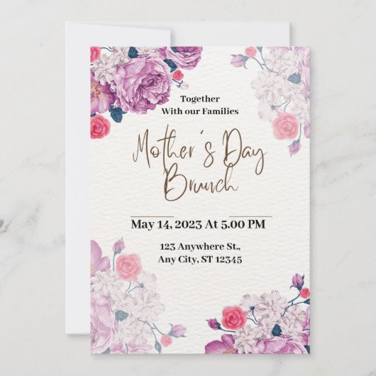 Licht grijs Oranje roze Moederdag Kaart (Voorkant)