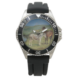 Licht grijs paard in een veld (paardachtige) horloge