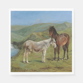 Licht grijs paard in een veld (paardachtige) servet