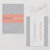 Licht grijs & Sinaasappel Chevron Patroon Linnen l Visitekaartje (Voorkant / Achterkant)