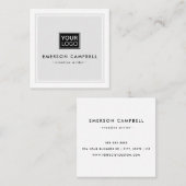 Licht grijs witte grens douane minimalistisch logo vierkante visitekaartje (Voorkant / Achterkant)