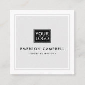 Licht grijs witte grens douane minimalistisch logo vierkante visitekaartje (Voorkant)