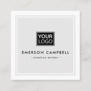 Licht grijs witte grens douane minimalistisch logo vierkante visitekaartje