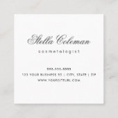 Licht grijs witte schoonheidsskincare minimalistis vierkante visitekaartje (Achterkant)