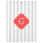 Licht grijs Witte strepen Koraal Rood Monogram Eti Klembord (Achterkant)