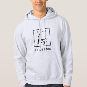 Licht grijs zwart bedrijf Voeg uw Logo met naam to Hoodie