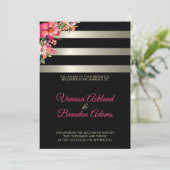 Licht grijsachtig en zwart strepen bruiloft kaart (Staand voorkant)