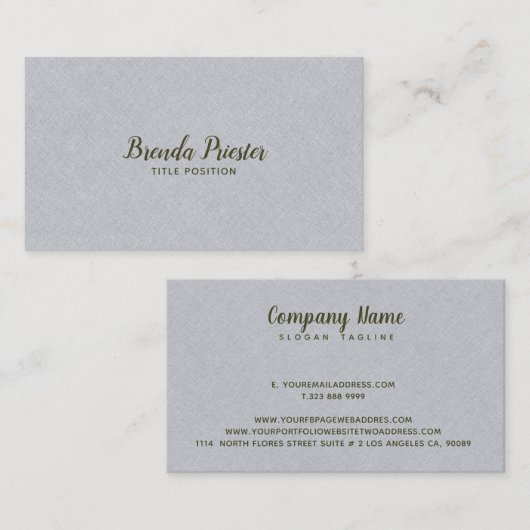 Licht Grijze Burlap Linnen Textuur Visitekaartje (Voorkant / Achterkant)