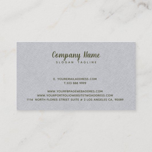 Licht Grijze Burlap Linnen Textuur Visitekaartje (Achterkant)