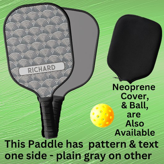 Licht grijze cirkelgeometrisch, naam of monogram t pickleball paddle