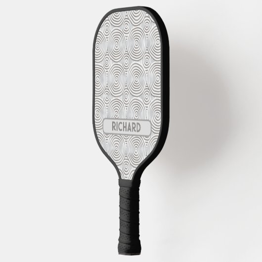 Licht grijze cirkelgeometrisch, naam of monogram t pickleball paddle (Links)