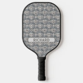 Licht grijze cirkelgeometrisch, naam of monogram t pickleball paddle (Voorkant)