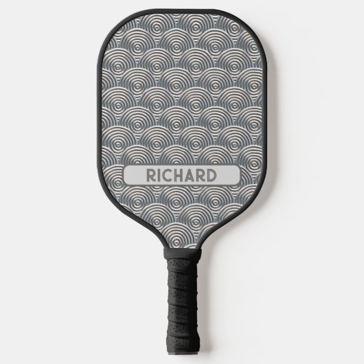 Licht grijze cirkelgeometrisch, naam of monogram t pickleball paddle (Voorkant)