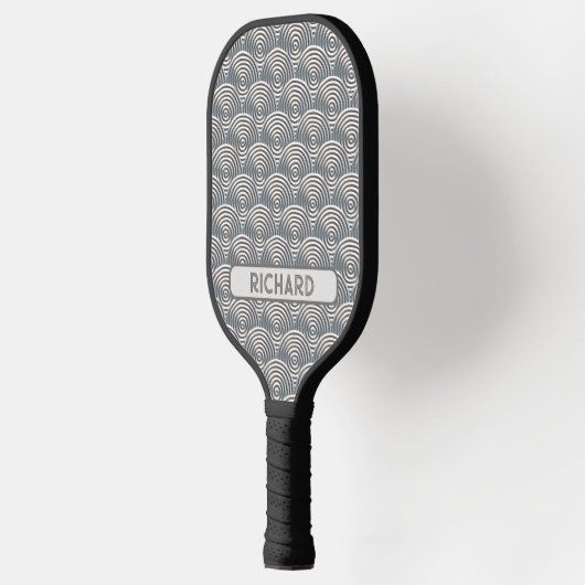 Licht grijze cirkelgeometrisch, naam of monogram t pickleball paddle (Links)