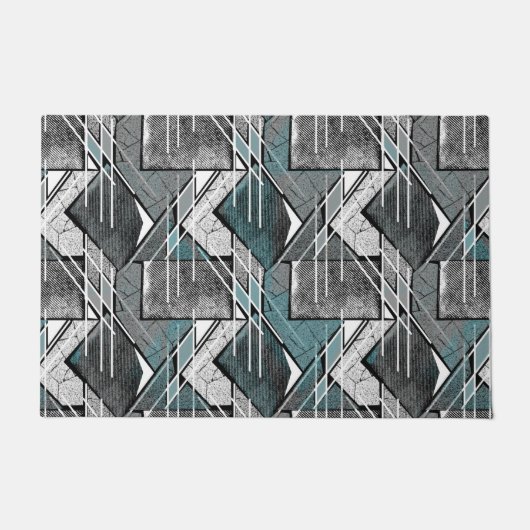 Licht grijze geometrische afdruk. deurmat (Voorkant)