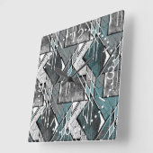 Licht grijze geometrische afdruk. Mat op de vloer Vierkante Klok (Hoek)