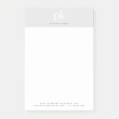 Licht grijze legante minimalistische Initialen Post-it® Notes (Voorkant)